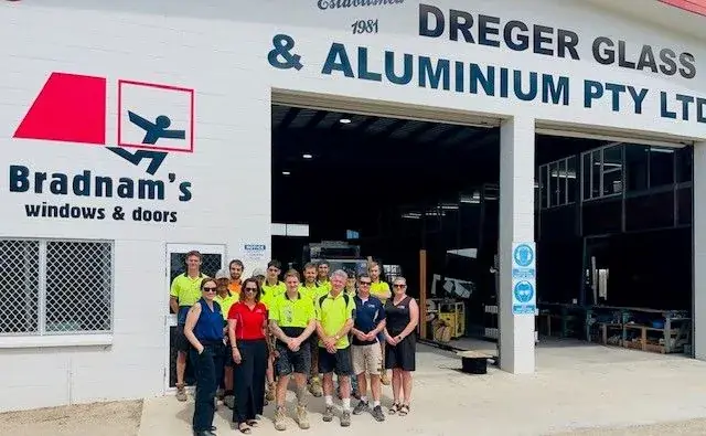 Dreger Glass & Aluminium team outside the workshop